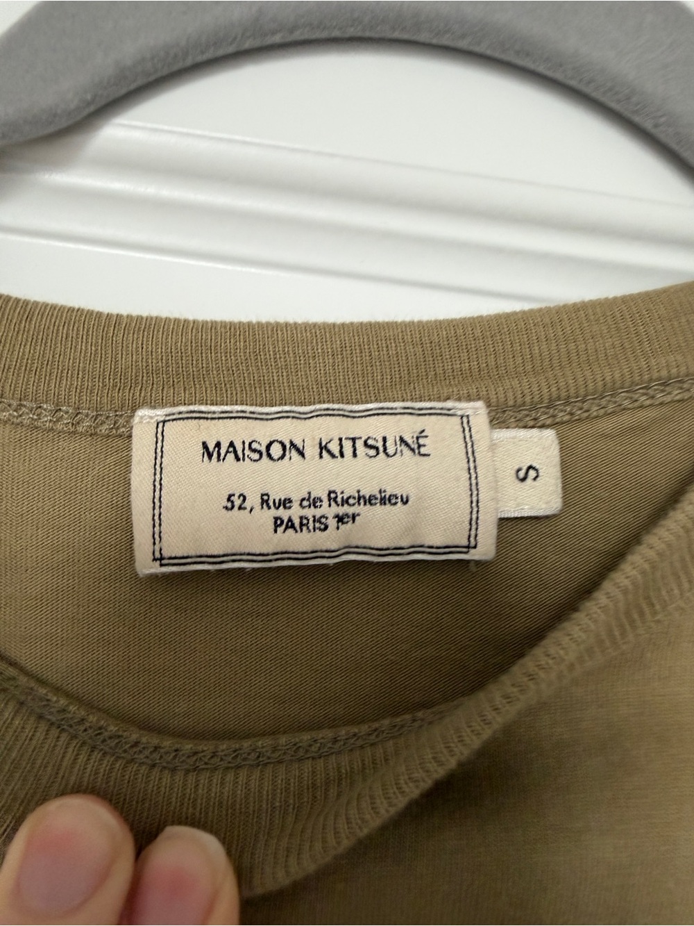 MAISON KITSUNE Olive Green Fox Patch Short Sleeve Tee - Picture 2 of 3